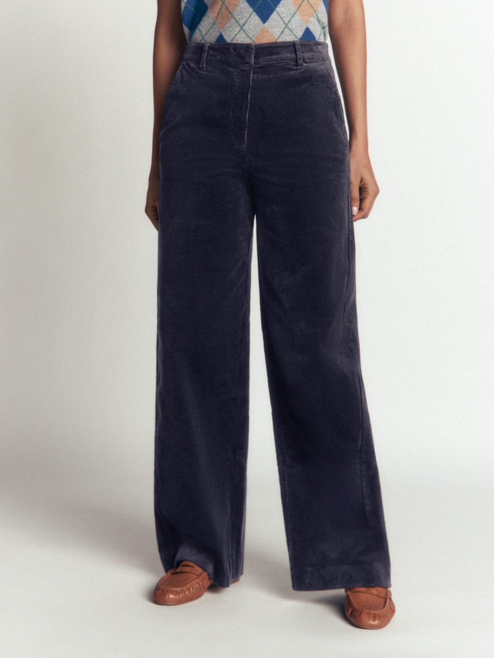 Boden Belgravia Chunky Cord Wide Leg Pants Size 0R Navy